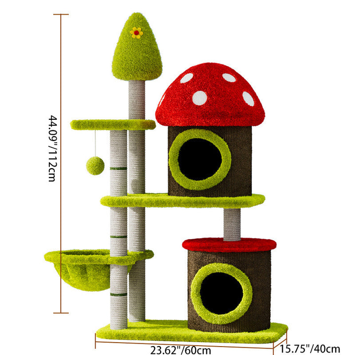 Mushroom Grove Cat Tree with 3 Condos