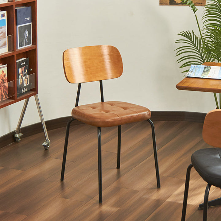 Curved Leather Dining Chair