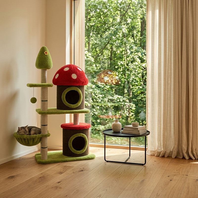 Mushroom Grove Cat Tree with 3 Condos