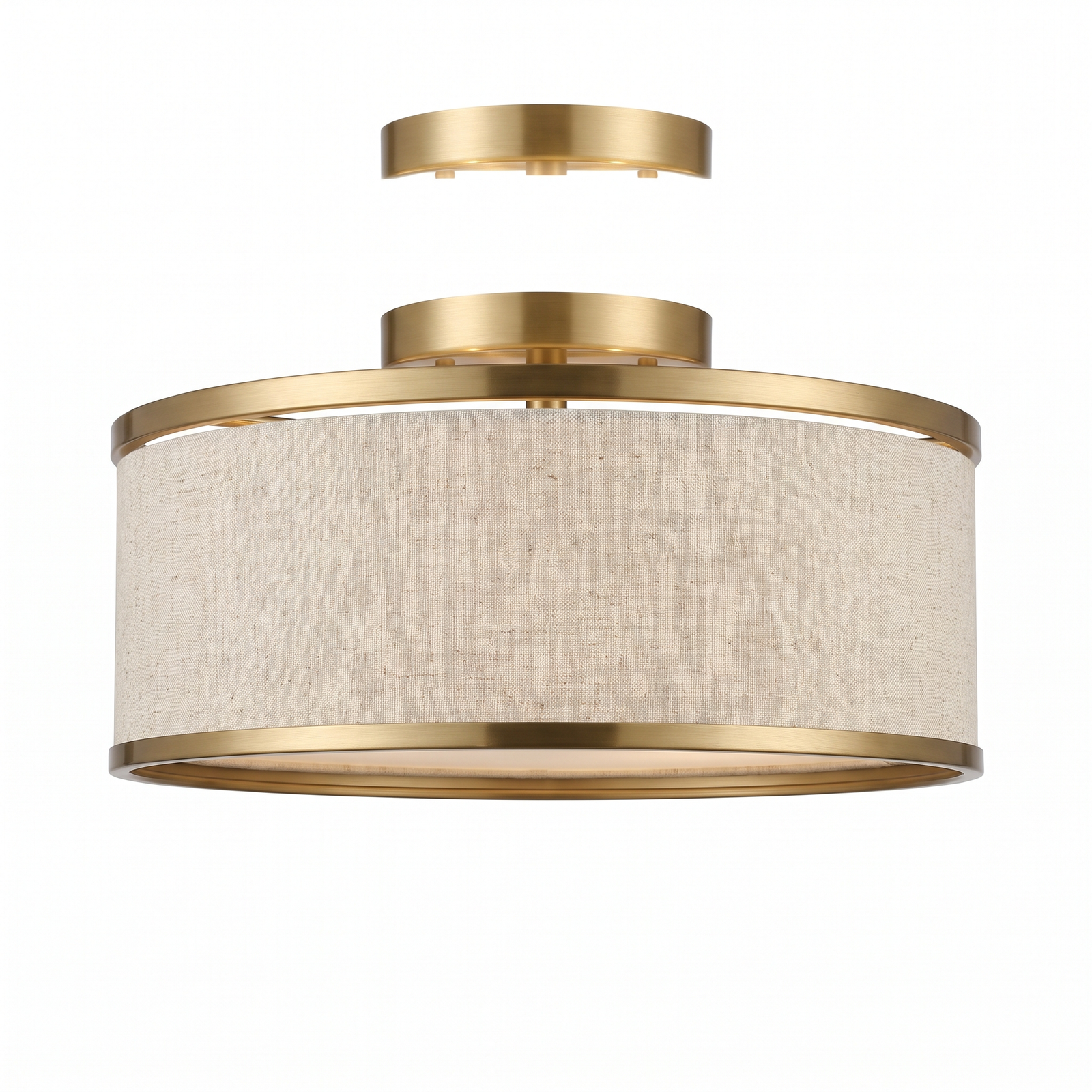 Linen Drum Semi-Flush Light