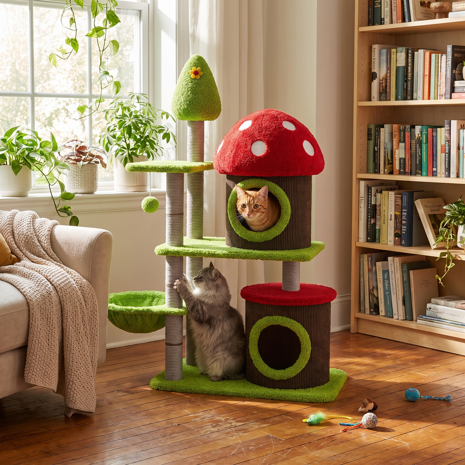 Mushroom Cat Tree & Condo - lifestyle