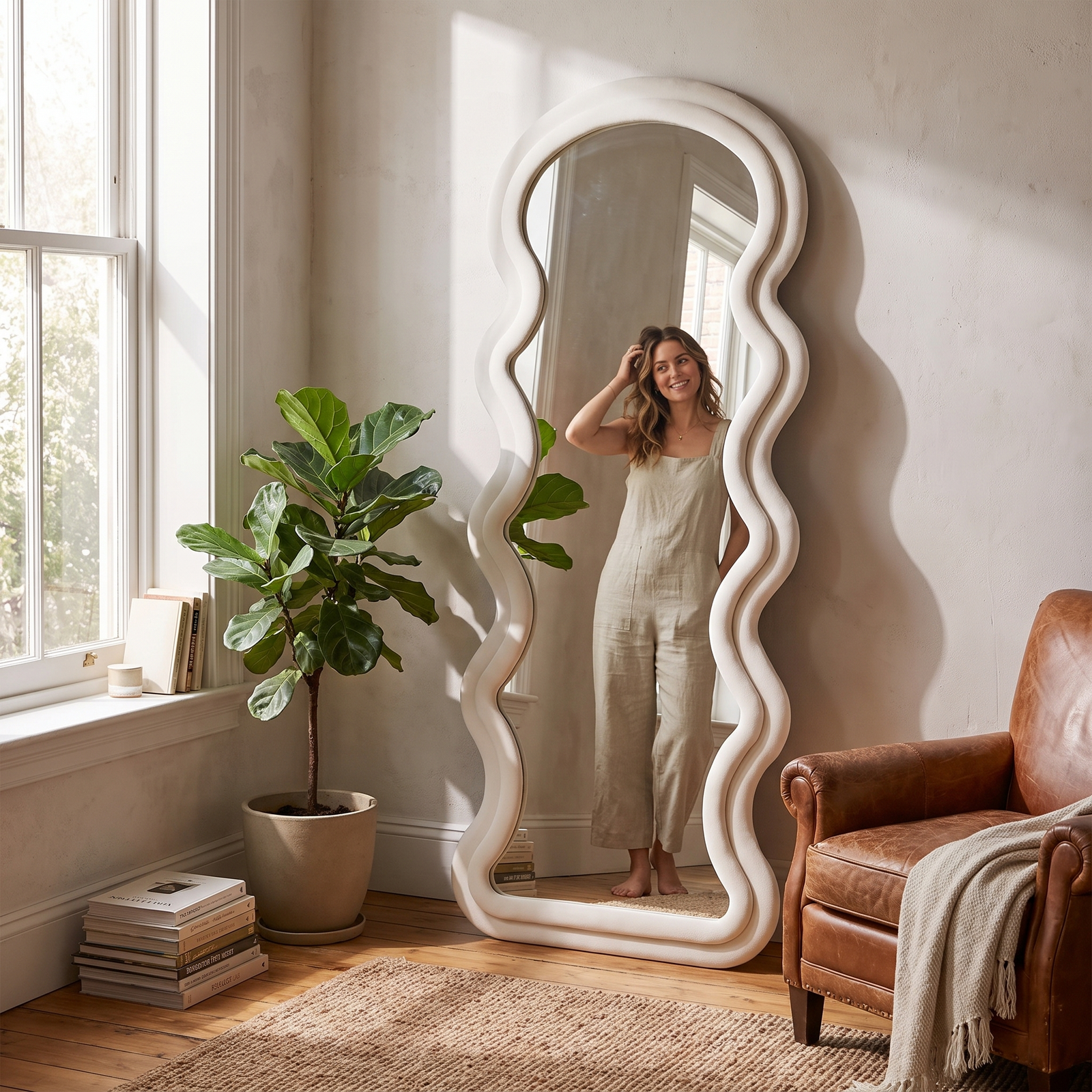 Wave-Shaped Floor Mirror - lifestyle