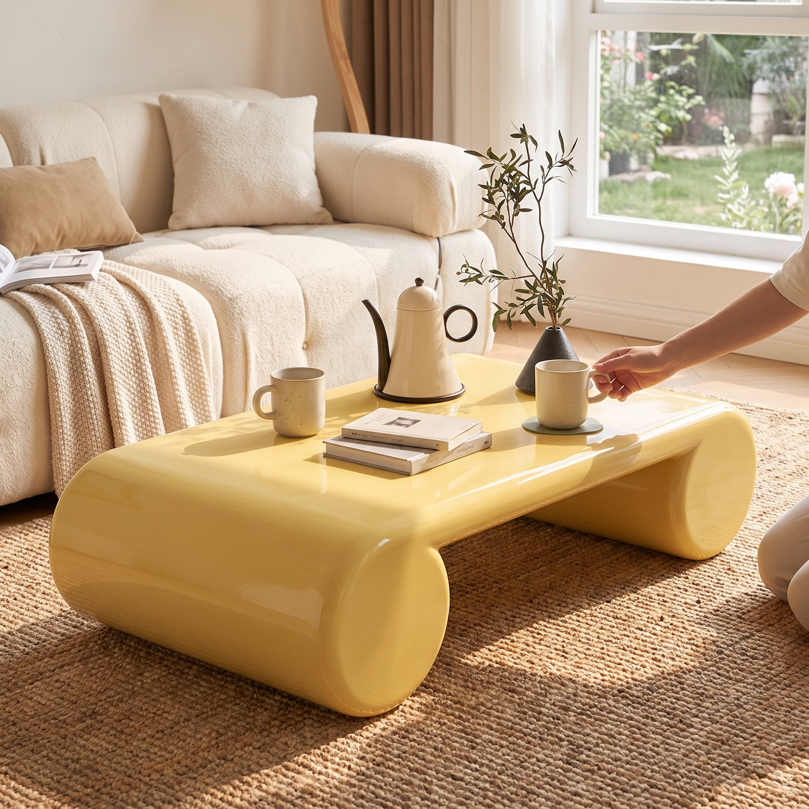 Egg Roll Low Coffee Table - lifestyle