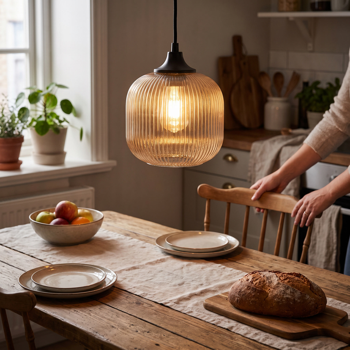 Amber Glow Glass Pendant - lifestyle