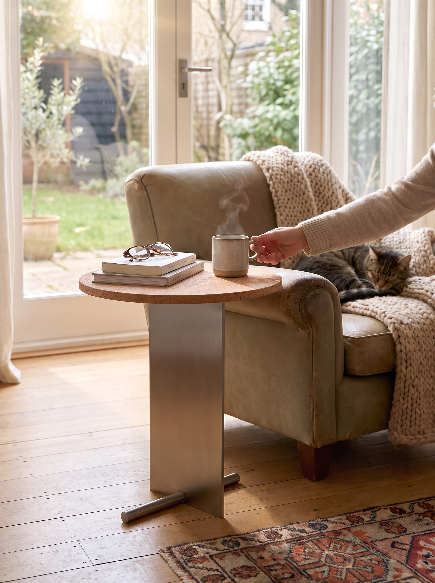 Terra Travertine Side Table lifestyle image 3
