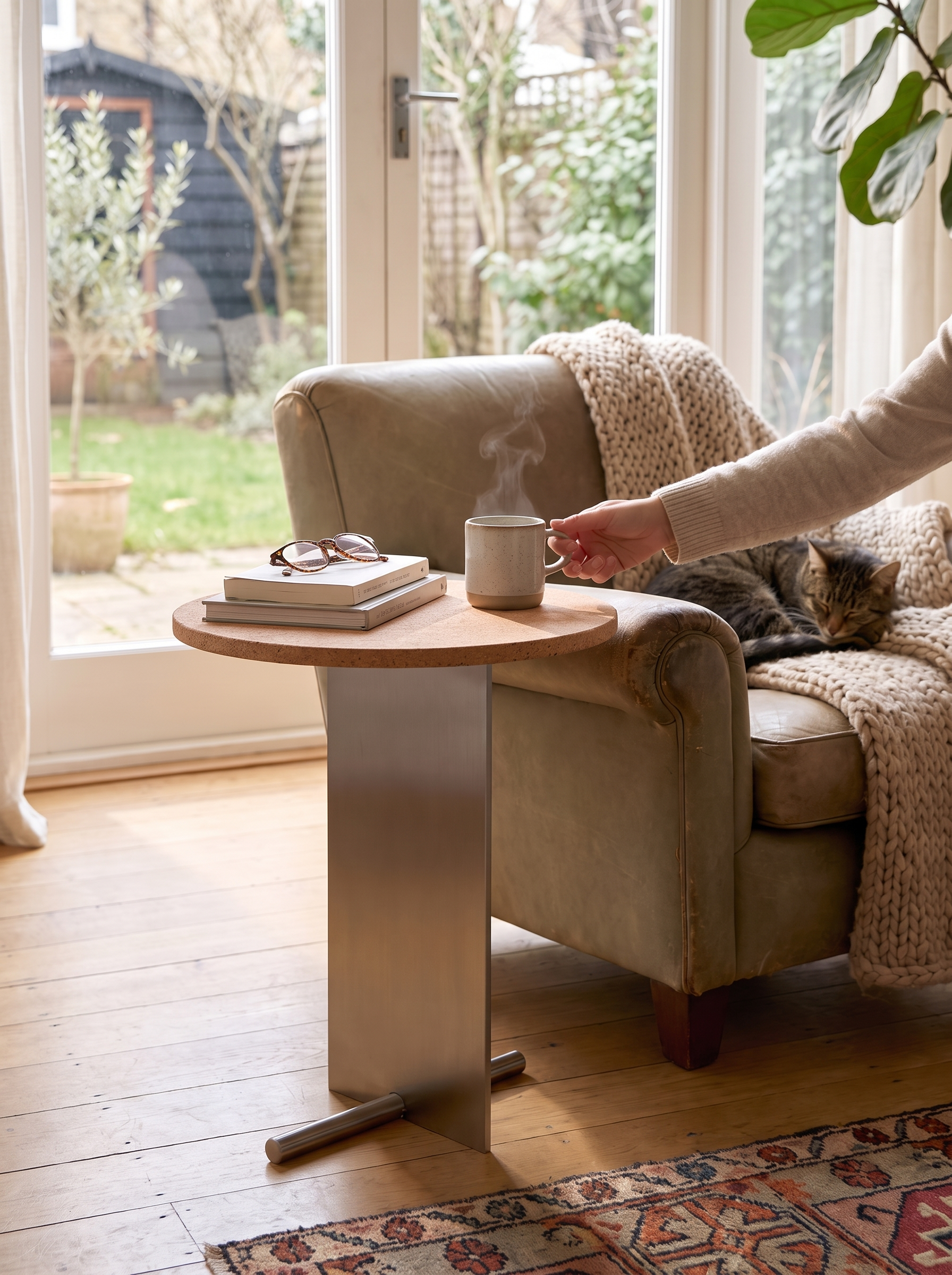 Terra Travertine Side Table lifestyle image 2