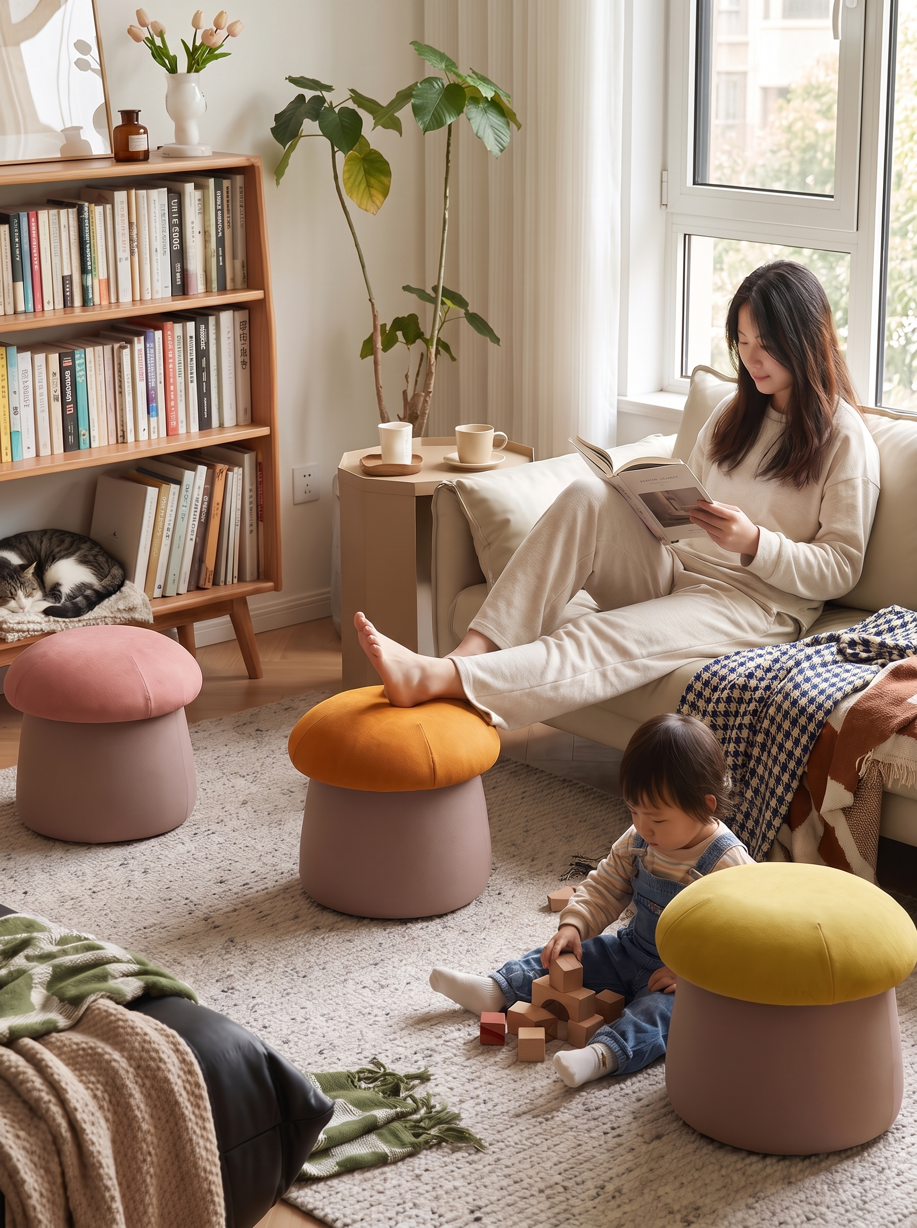 Mushroom Velvet Stool lifestyle image 3