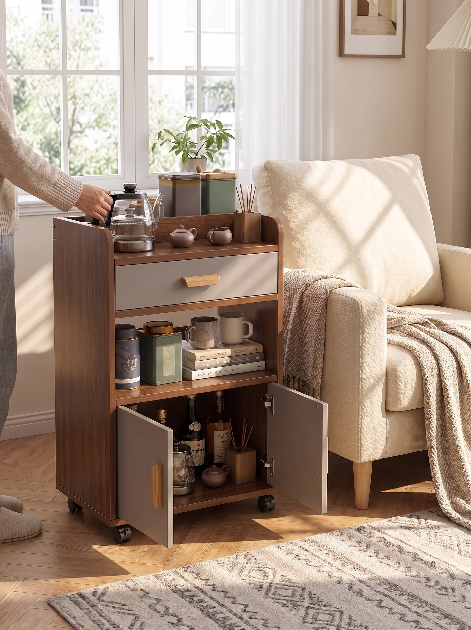 Rolling 4-Tier Sideboard lifestyle image 2