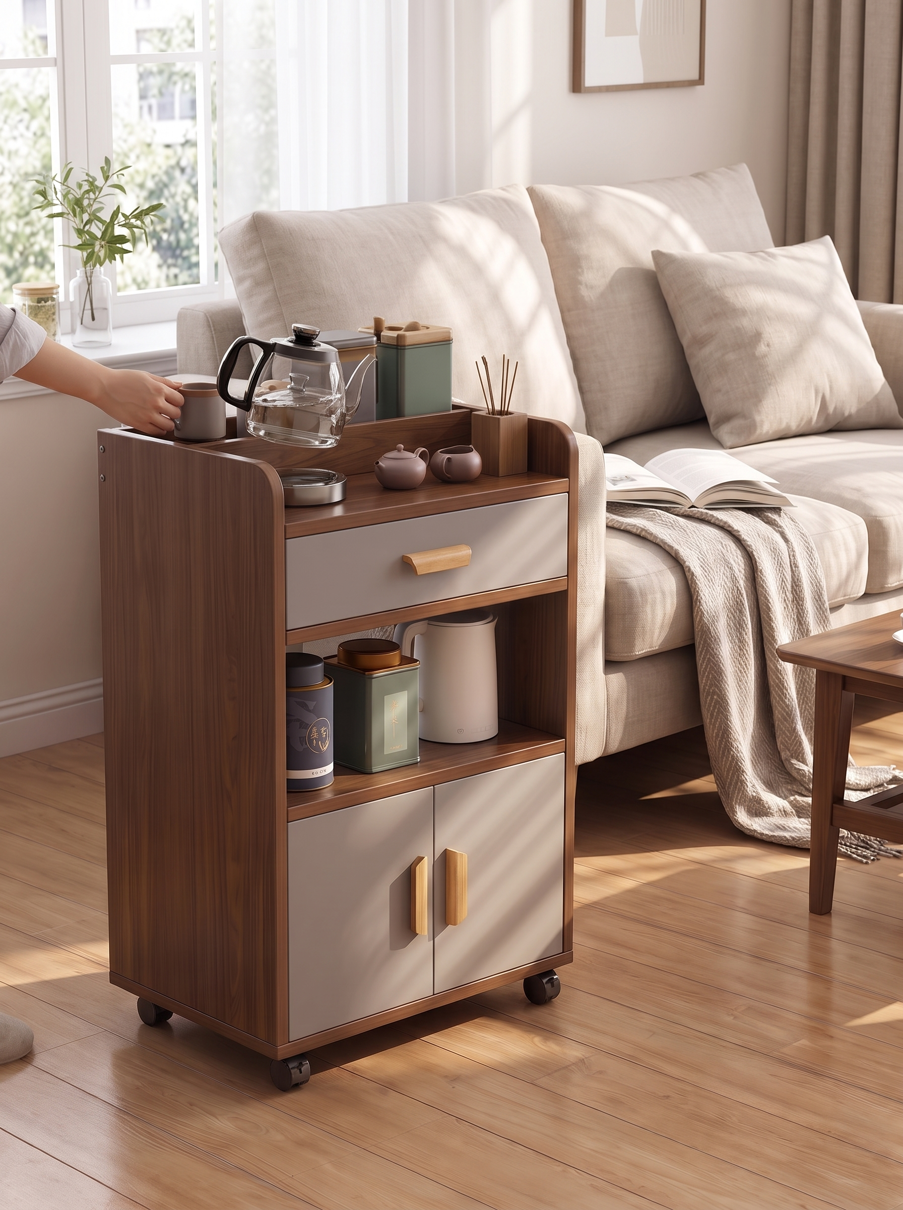 Rolling 4-Tier Sideboard lifestyle image 1