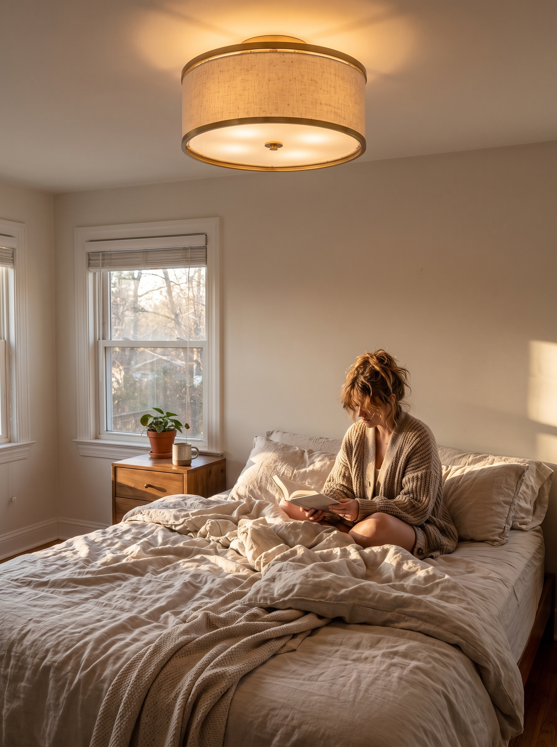 Linen Drum Ceiling Light lifestyle image 2