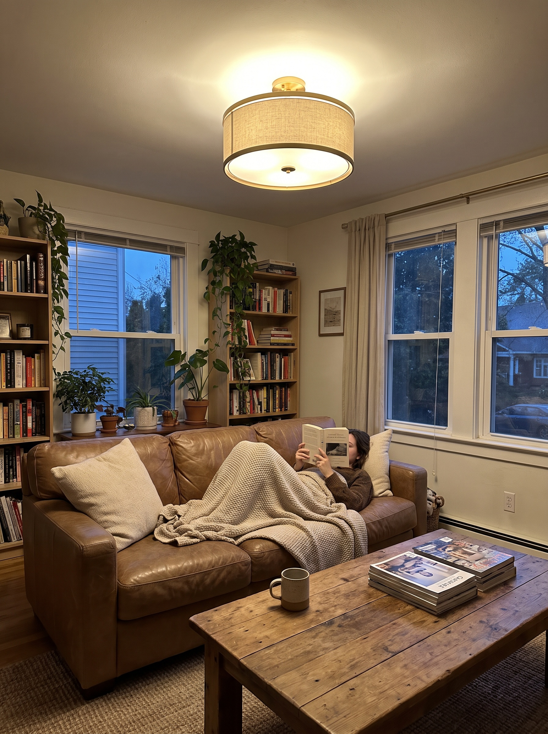 Linen Drum Ceiling Light lifestyle image 3